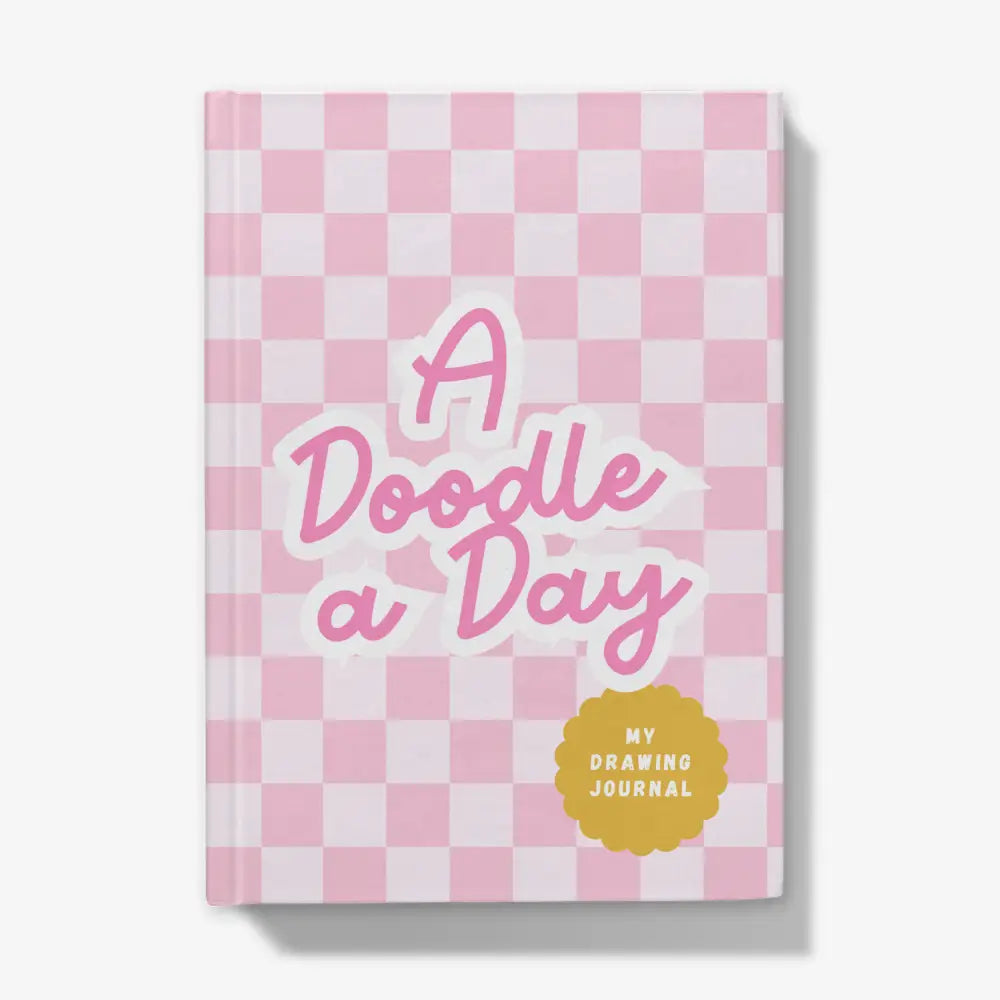 A Doodle A Day Drawing Journal pink checkerboard