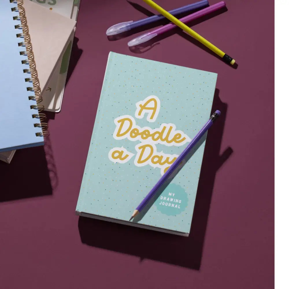 A Doodle A Day Drawing Journal blue cover lifestle