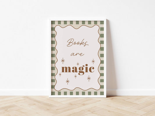 Books are magic - Checkerboard Edition - Wall Art Print