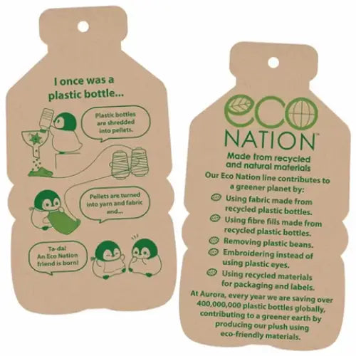 EcoNation Dipper diplodocus Soft toy eco friendly tag