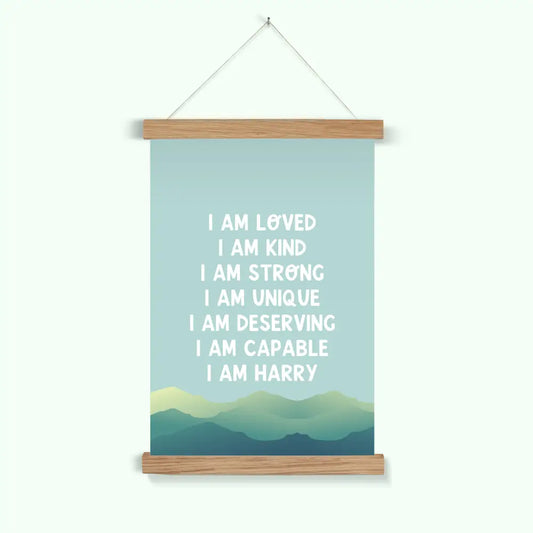 Personalised postive affirmations mountains wall art poster hanger
