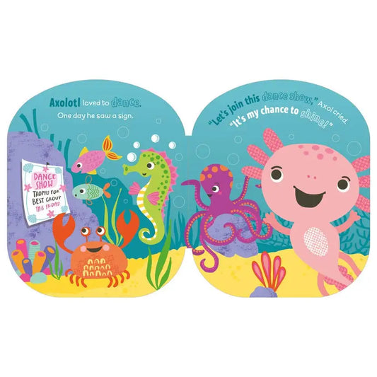 Make Believe Ideas Squish and Snugg Groovy Axolotl Cuddly Book pages