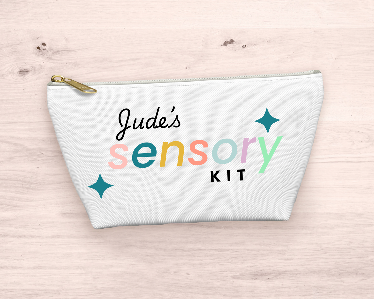 Personalised kids’ fidget toys sensory kit zip up pouch