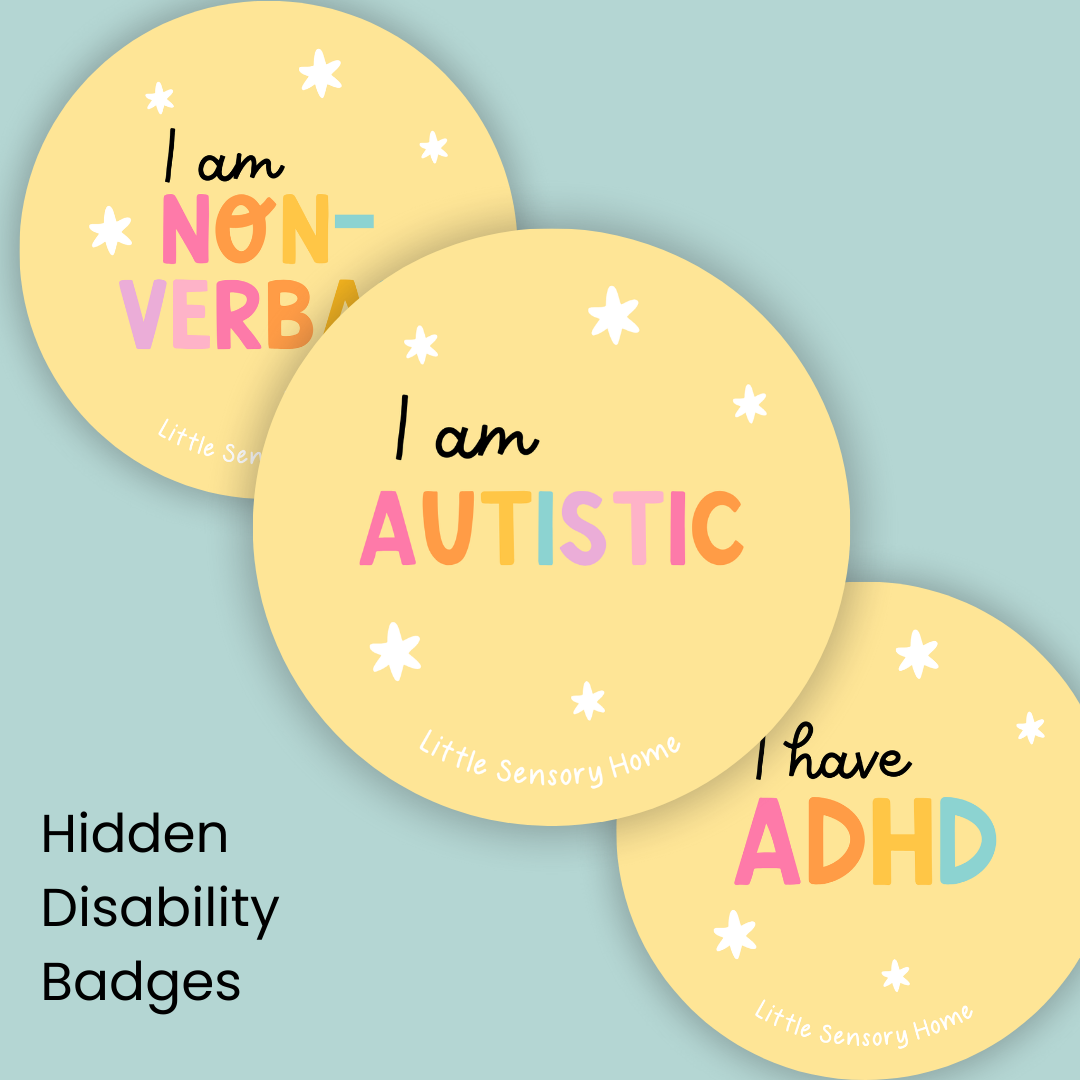 Hidden Disability Badges | Autism | ADHD | Non-Verbal | Sensory Processing