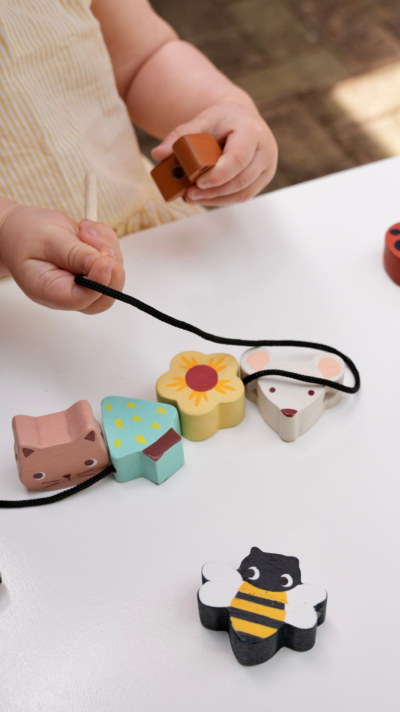 Wooden Garden Threading Beads