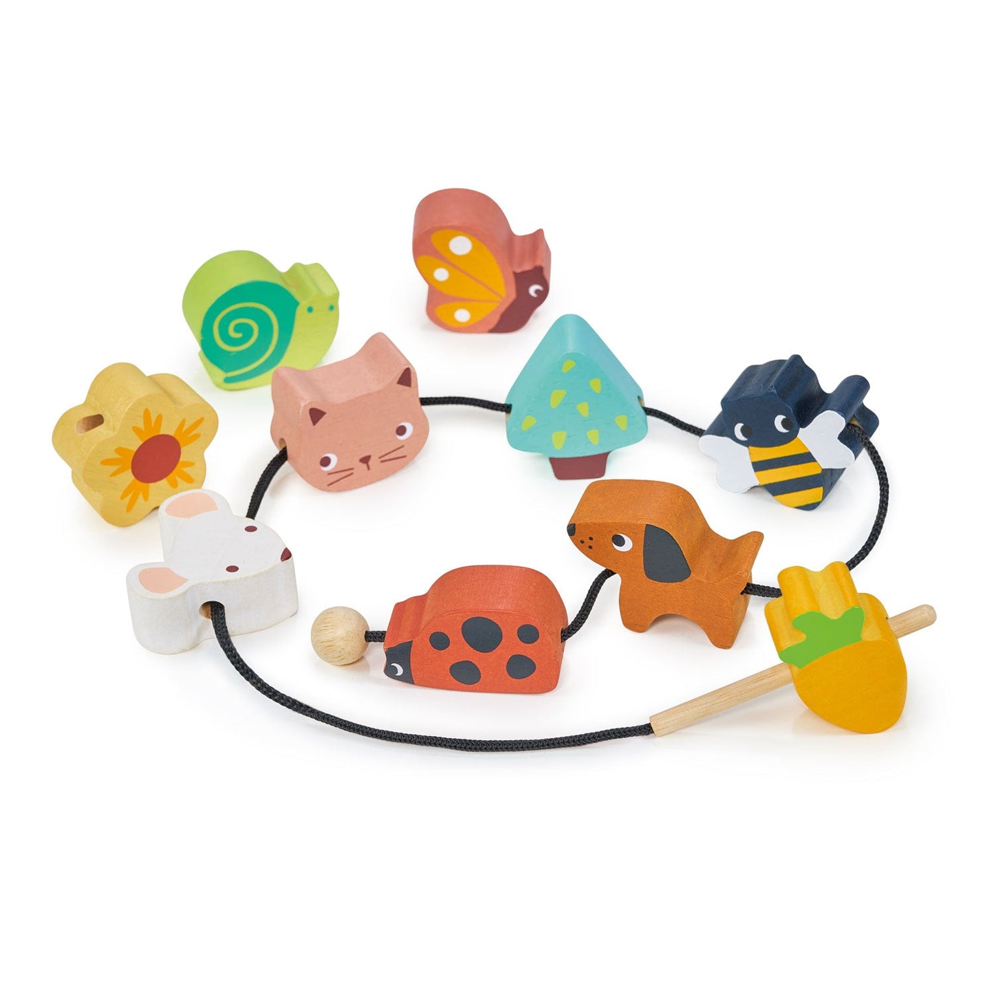 Wooden Garden Threading Beads