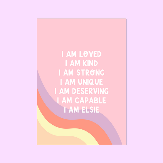 Personalised Rainbow Affirmations Wall Art Poster