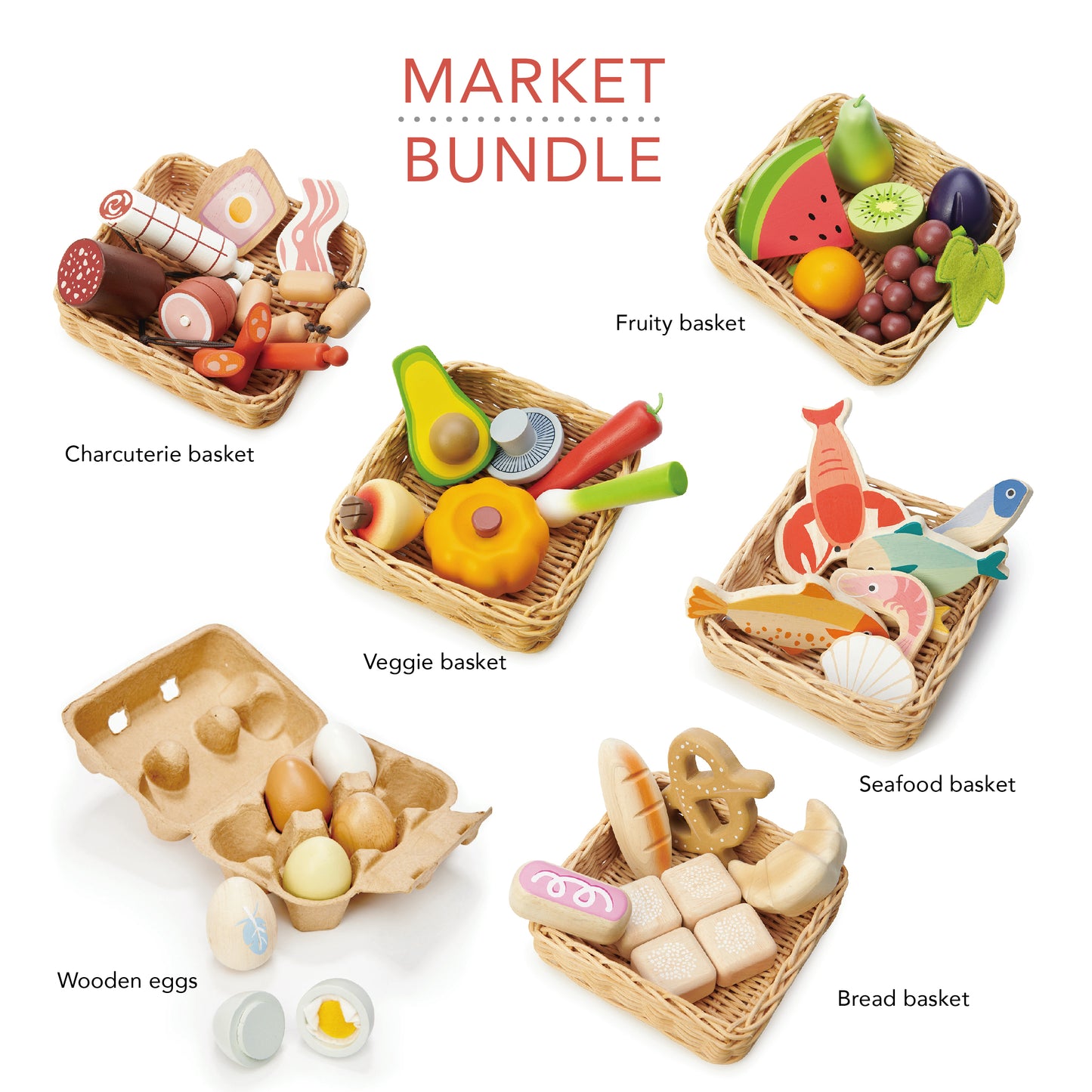 Tenderleaf Toys Wooden Food Market Bundle