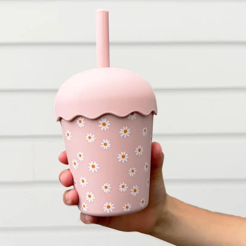 Pink Daisy Mini Toddler Smoothie Cup & Straw 200ml
