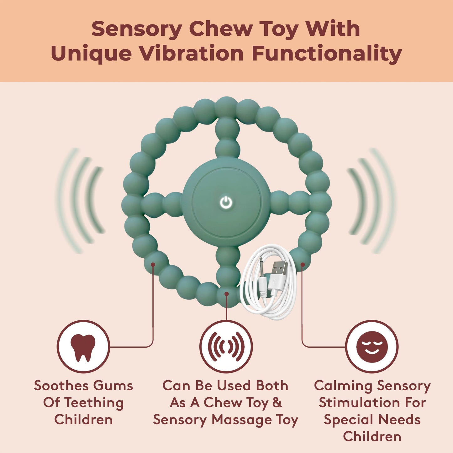 Vibrating Sensory Chew Toy - Autism Chew Toy & Baby Teething Toy
