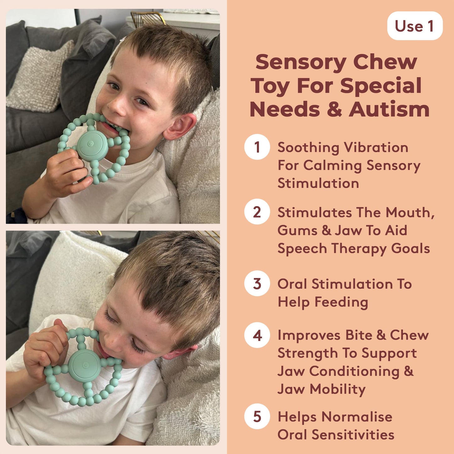 Vibrating Sensory Chew Toy - Autism Chew Toy & Baby Teething Toy