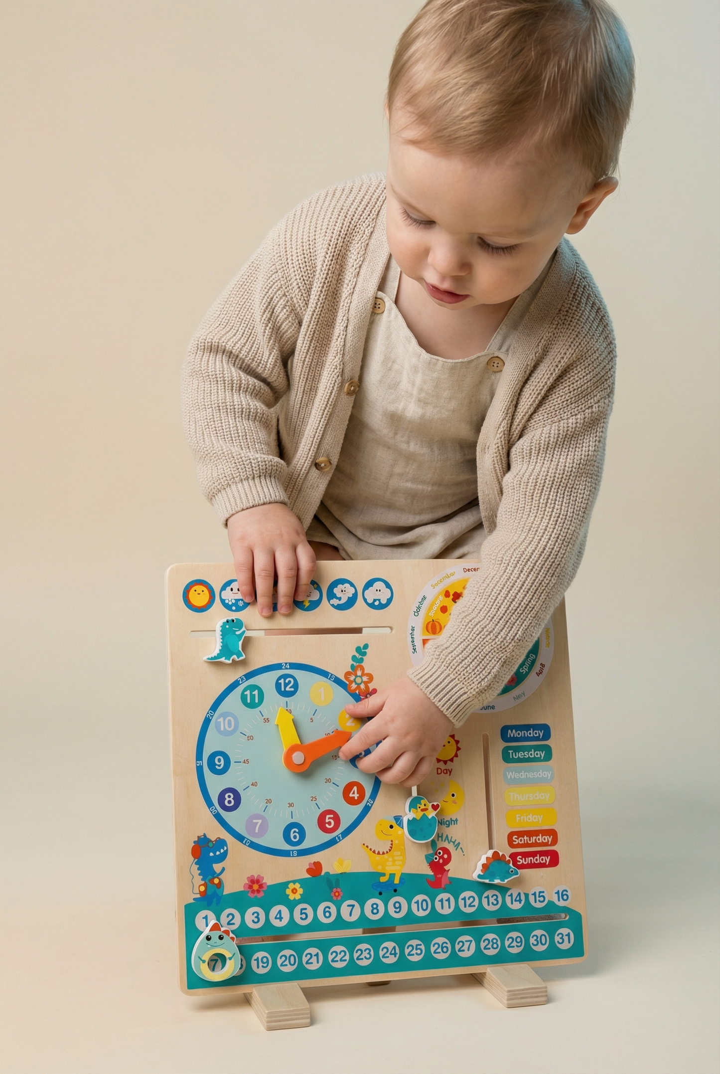 Dinosaur Clock Calendar Board