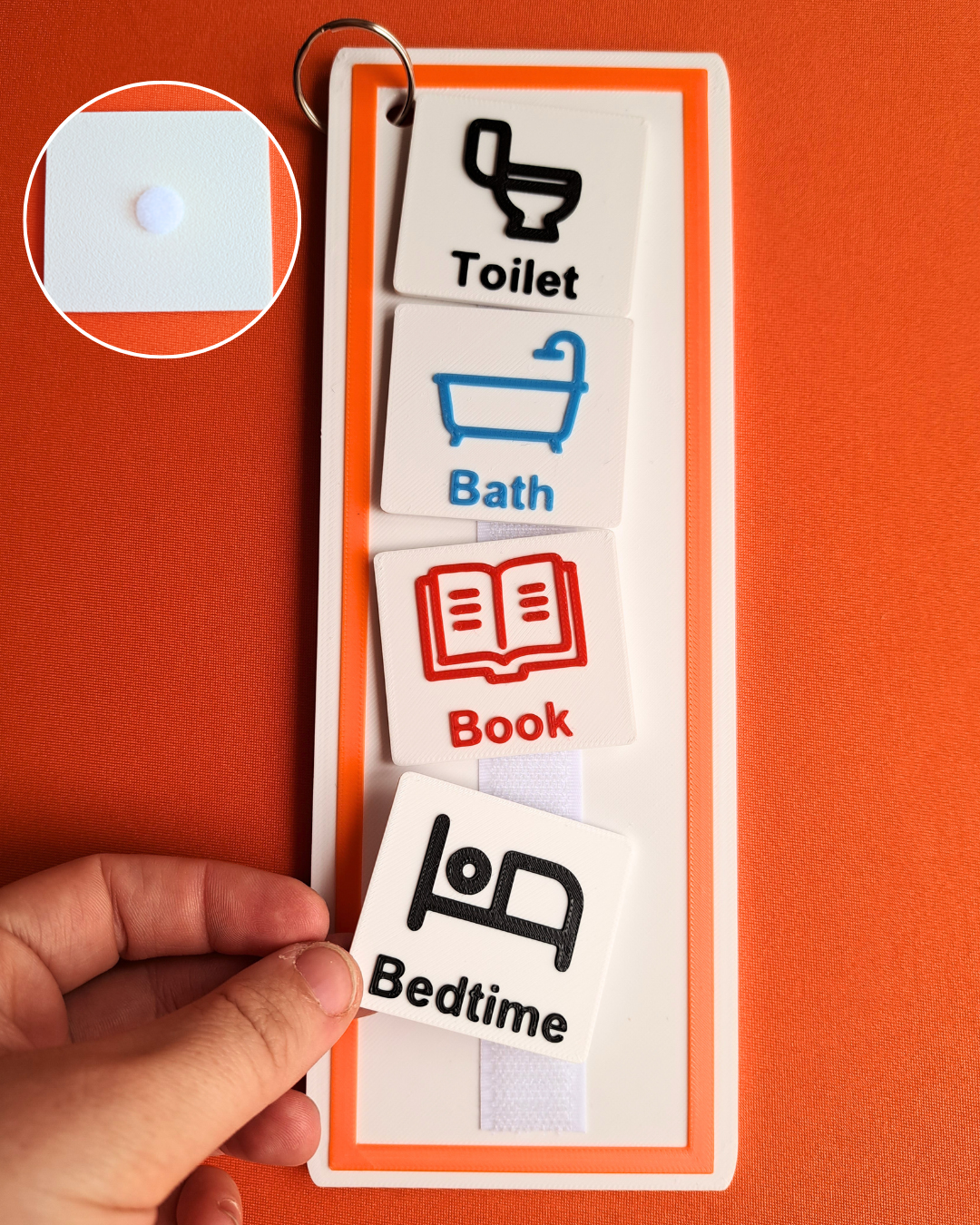 Daily Routine Visual Schedule Bundle - Board with 20 Velcro Tags and Tag Wallet