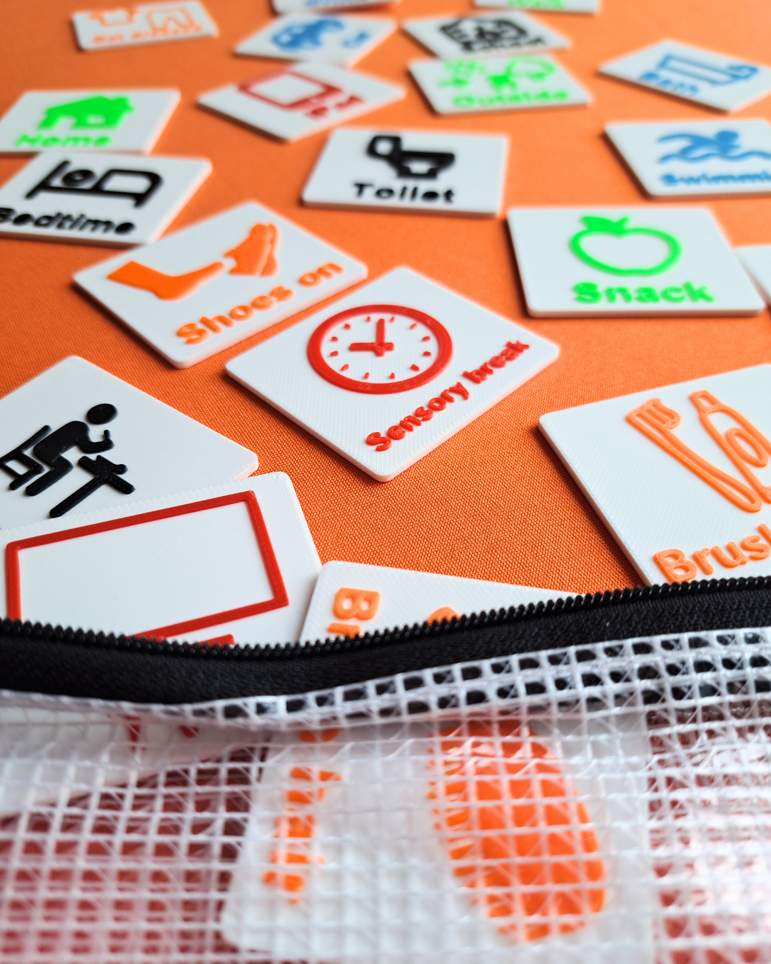 Daily Routine Visual Schedule Bundle - Board with 20 Velcro Tags and Tag Wallet