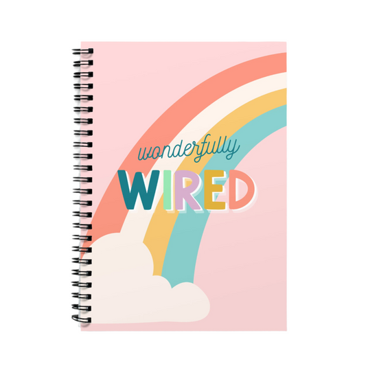 Wonderfully Wired rainbow A5 lined notebook