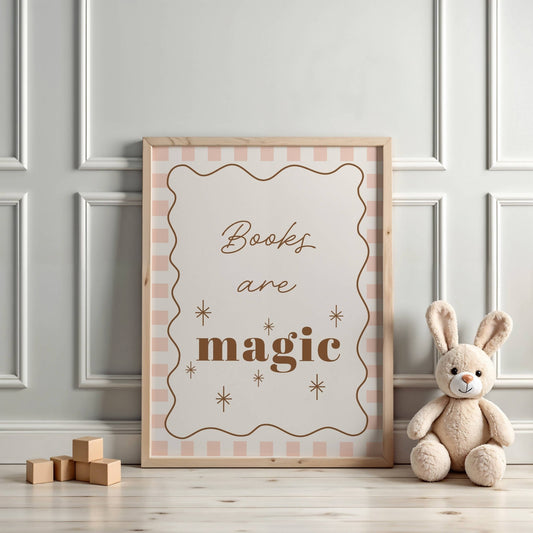 Books are magic - Checkerboard Edition - Wall Art Print