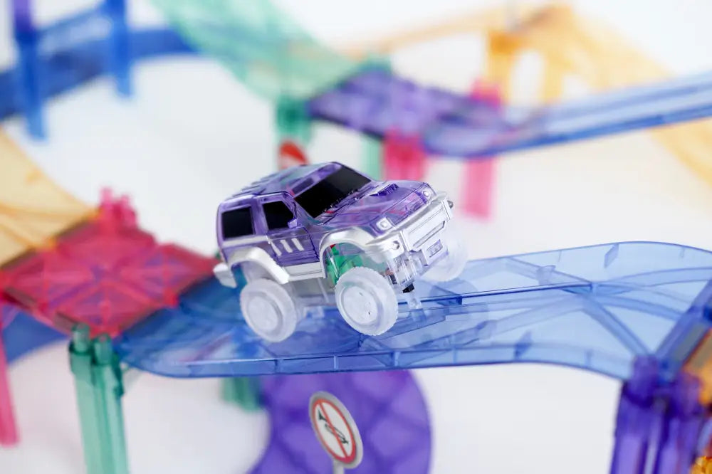 Cleverclixx Magnetic Tiles Large Race Track Pastel 80 pieces