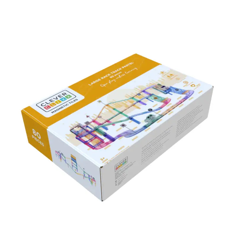 Cleverclixx Magnetic Tiles Large Race Track Pastel 80 pieces