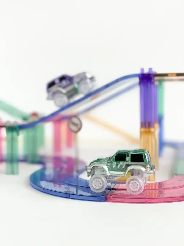 Cleverclixx Magnetic Tiles Large Race Track Pastel 80 pieces