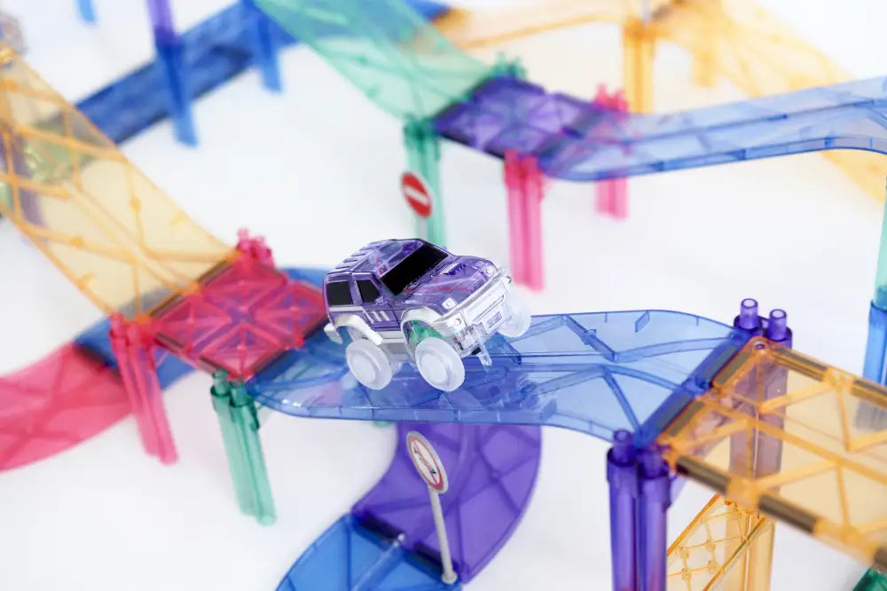 Cleverclixx Magnetic Tiles Large Race Track Pastel 80 pieces