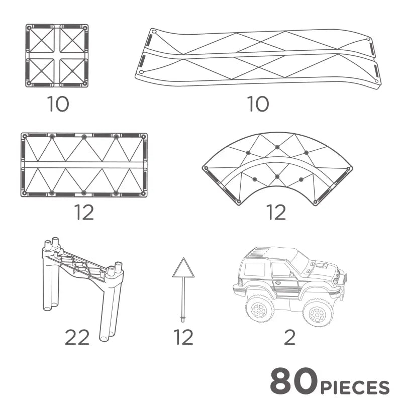 Cleverclixx Magnetic Tiles Large Race Track Pastel 80 pieces