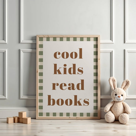 cool kids read books - Checkerboard Edition - Wall Art Print