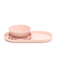 Pink Daisy Wavy Edge Silicone Bowl and Plate Set