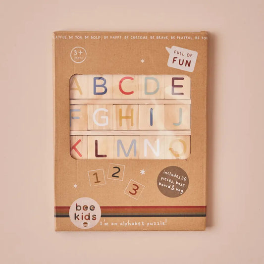 Just Bee Kids wooden alphabet puzzle packaging