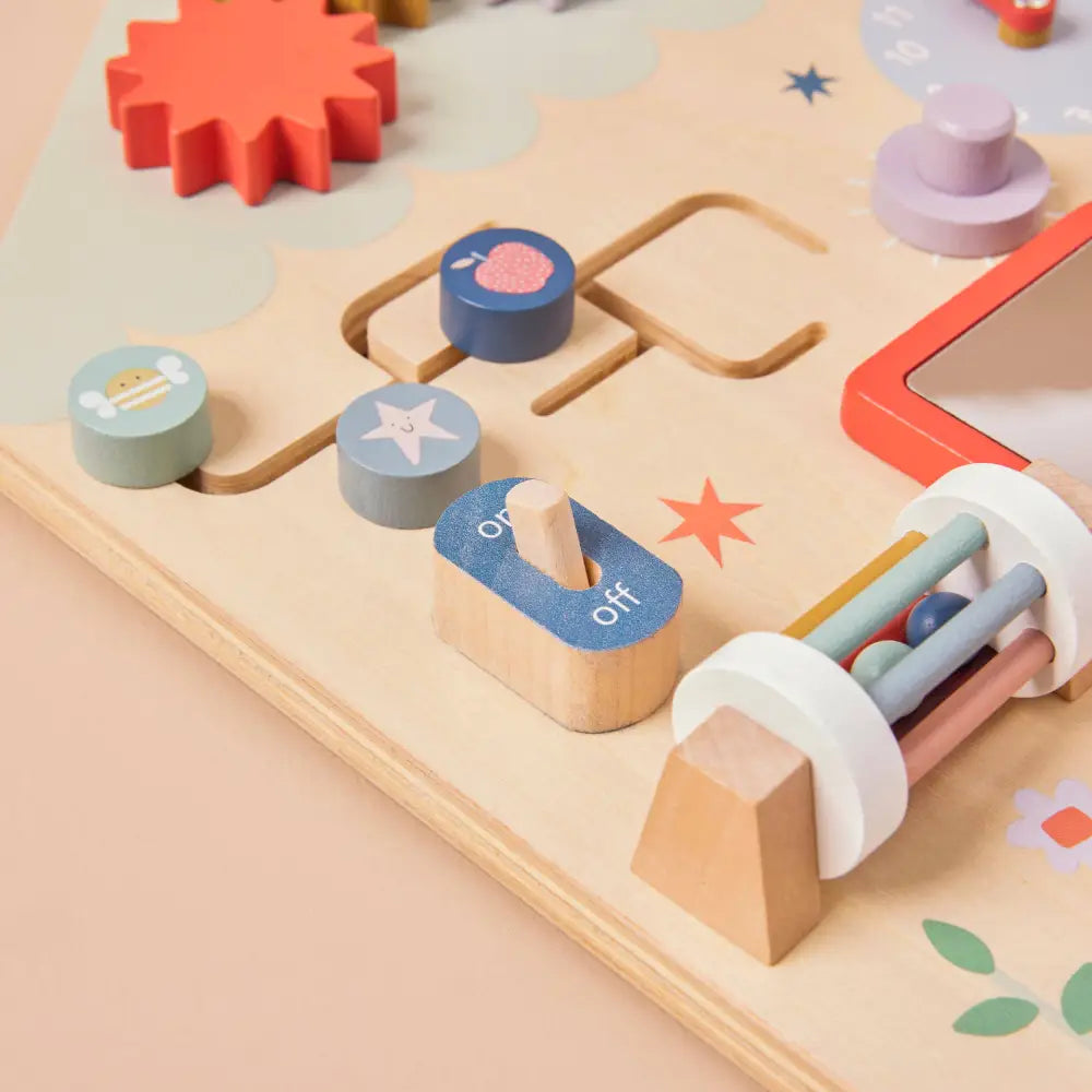 Just Bee Kids Wooden Busy Board close up