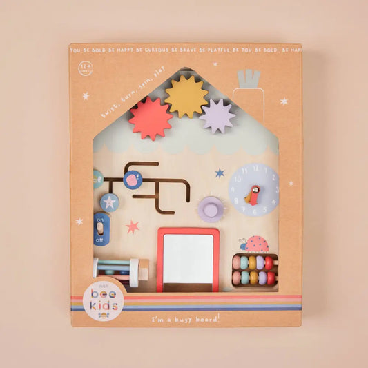 Just Bee Kids Wooden Busy Board box