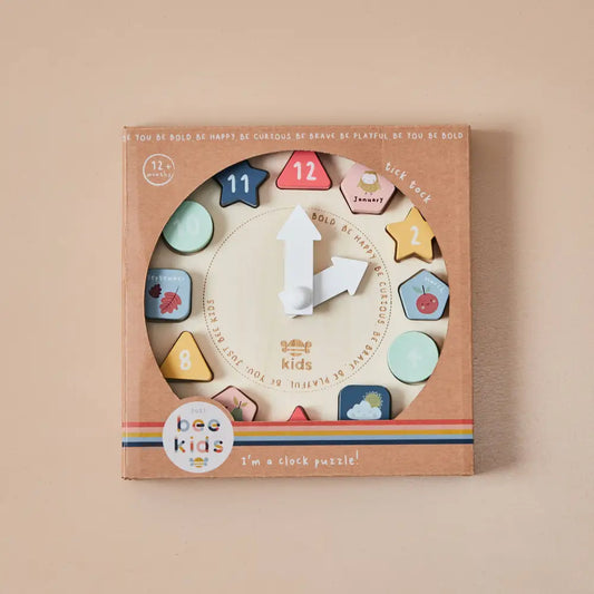 Just Bee Kids Wooden Puzzle Clock packaging
