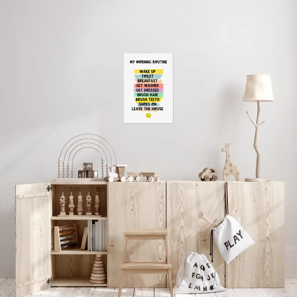 Morning Routine kids wall art poster playroom lifestyle