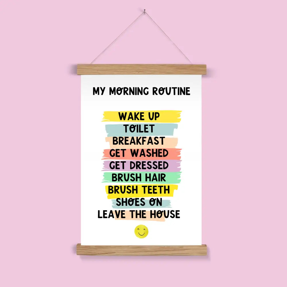Morning Routine kids wall art poster hanger