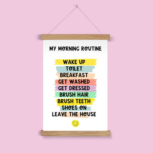 Morning Routine kids wall art poster hanger
