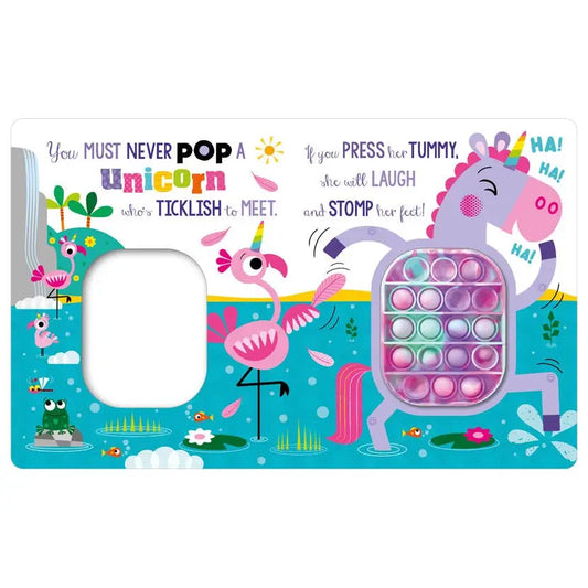 Make Believe Ideas Never Pop a Unicorn board book and fidget toy interior