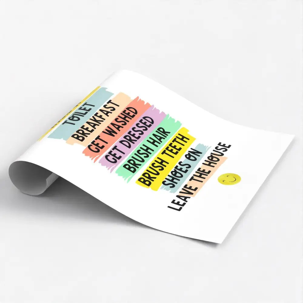  morning routine wall art poster rolled
