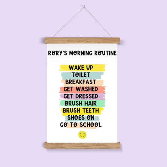 Personalised morning routine wall art poster hanger