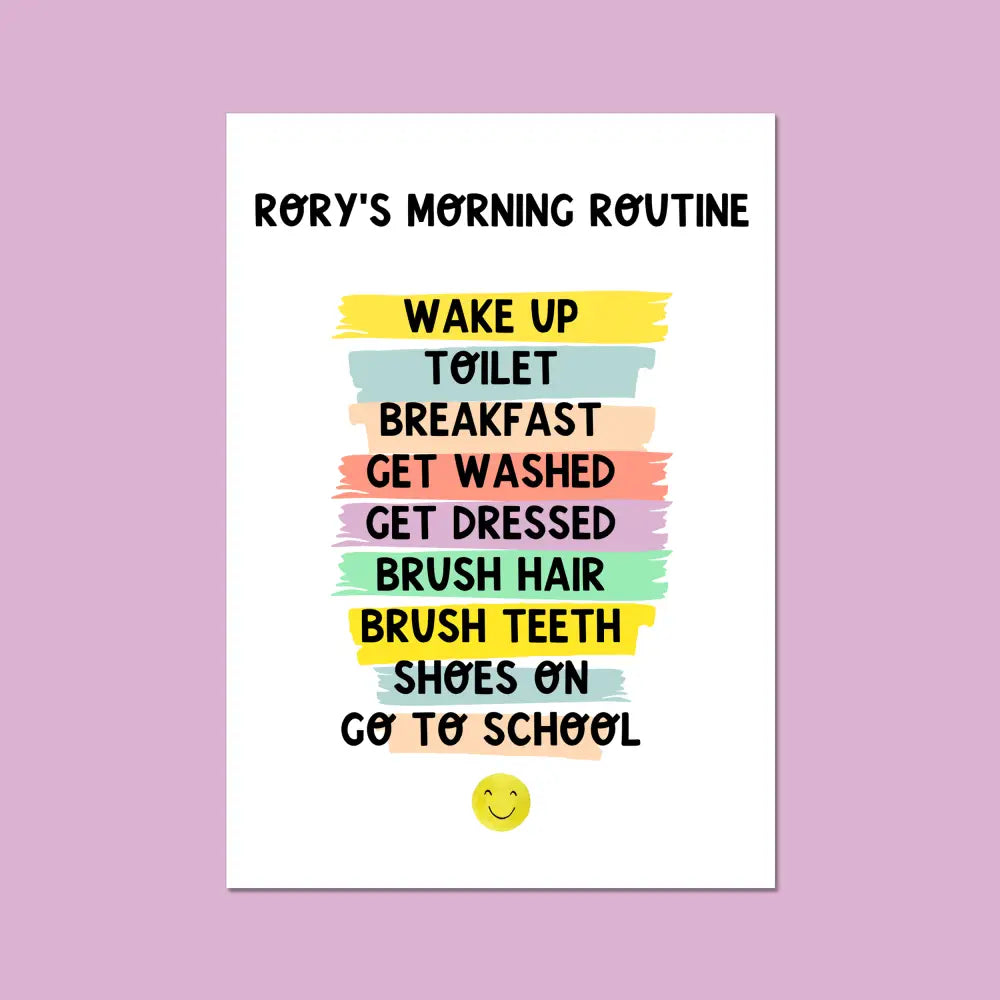 Personalised morning routine wall art poster