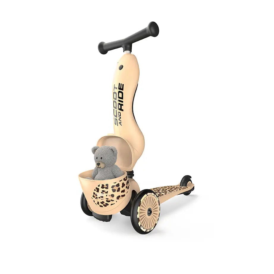Scoot & Ride Highway Kick 1 Lifestyle Leopard Scooter standing toy storage