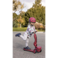 A girl with the Scoot & Ride Wildcat helmet and scooter