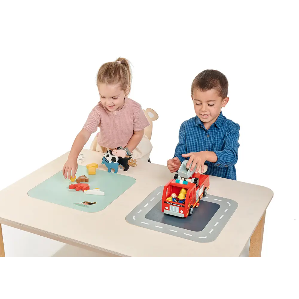 Children playing with the Tenderleaf Toys Play Table 